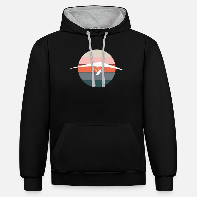 Deltaplane deltaplane deltaplane rétro - Sweat à capuche contrasté - noir/gris chiné