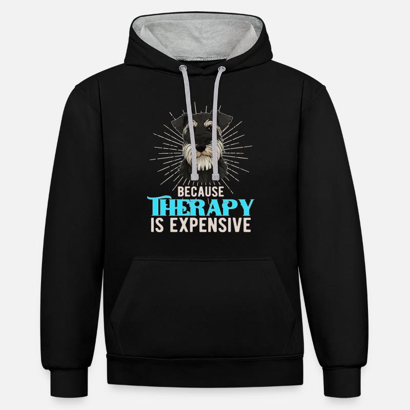 Cadeau de Schnauzer miniature - Sweat à capuche contrasté - noir/gris chiné