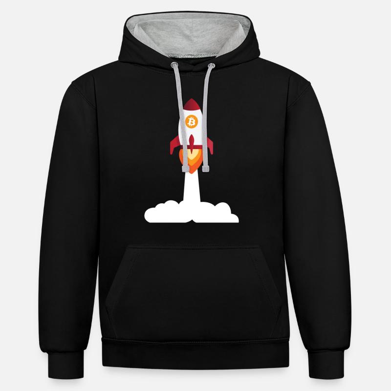Bitcoin Rocket - Bitcoins de crypto-monnaie - Sweat à capuche contrasté - noir/gris chiné