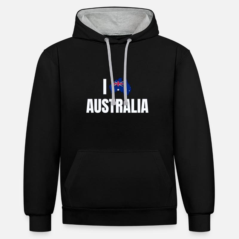 Australie - Sweat à capuche contrasté - noir/gris chiné