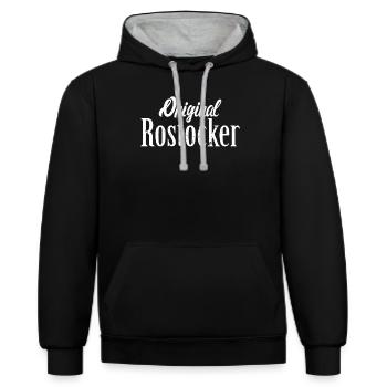 Original Rostocker Hanse Rostock Geschenk - Kontrast-Hoodie - Schwarz/Grau meliert - Vorne - Anna (173cm) & Nico (186cm)