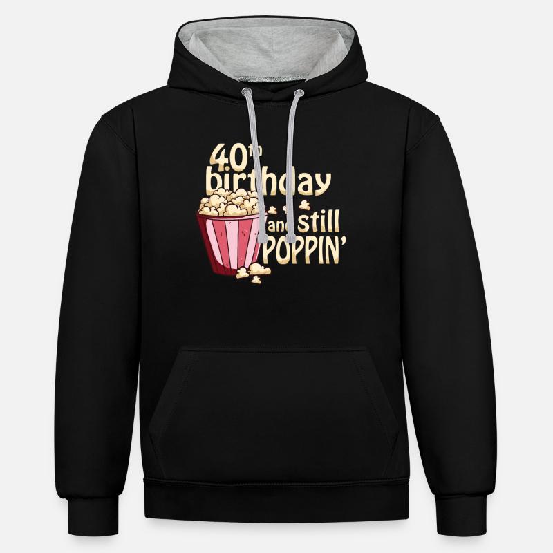 40 ans, 40 ans - Sweat à capuche contrasté - noir/gris chiné