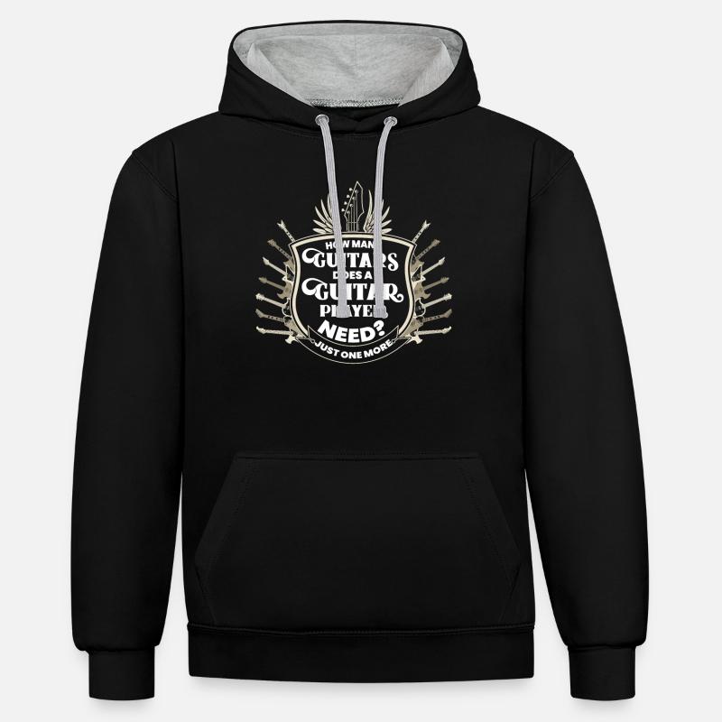 Guitariste, guitare guitariste - Sweat à capuche contrasté - noir/gris chiné