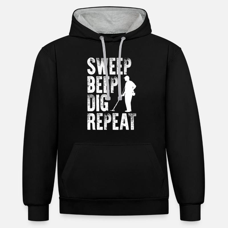 Sweep Beep Dig Repeat - Sweat à capuche contrasté - noir/gris chiné