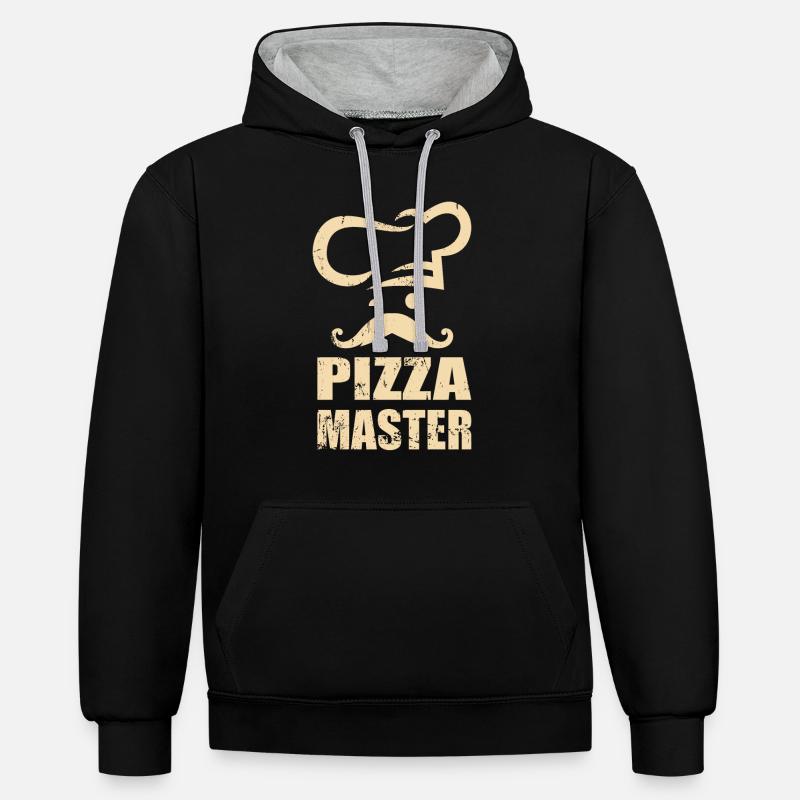 Pizza Master Chef - Pizza Amis - Sweat à capuche contrasté - noir/gris chiné
