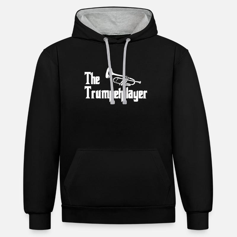 Trompette - Sweat à capuche contrasté - noir/gris chiné