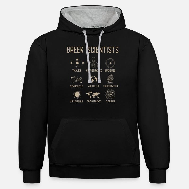 Grecs, grecs - Sweat à capuche contrasté - noir/gris chiné