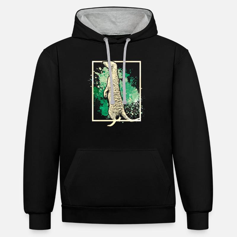 Suricate - Sweat à capuche contrasté - noir/gris chiné