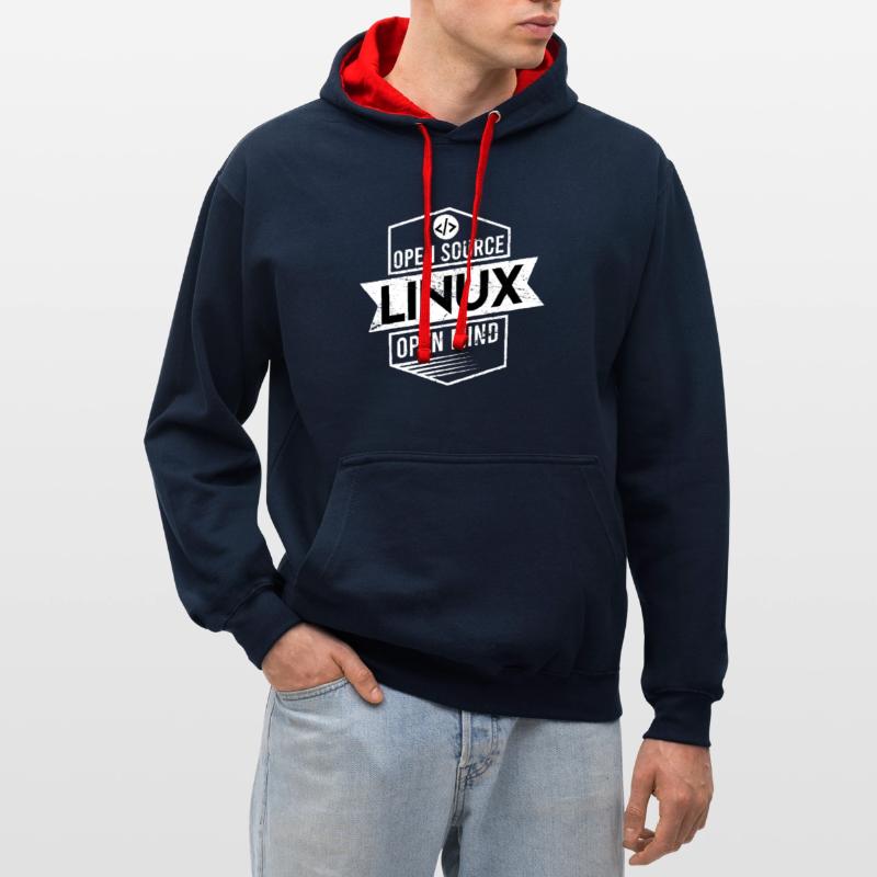Programmeurs Linux cadeau open source Sweat à capuche contrasté