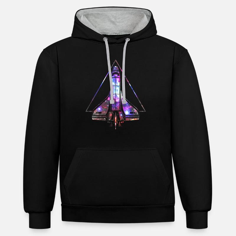 Navette spatiale - Sweat à capuche contrasté - noir/gris chiné