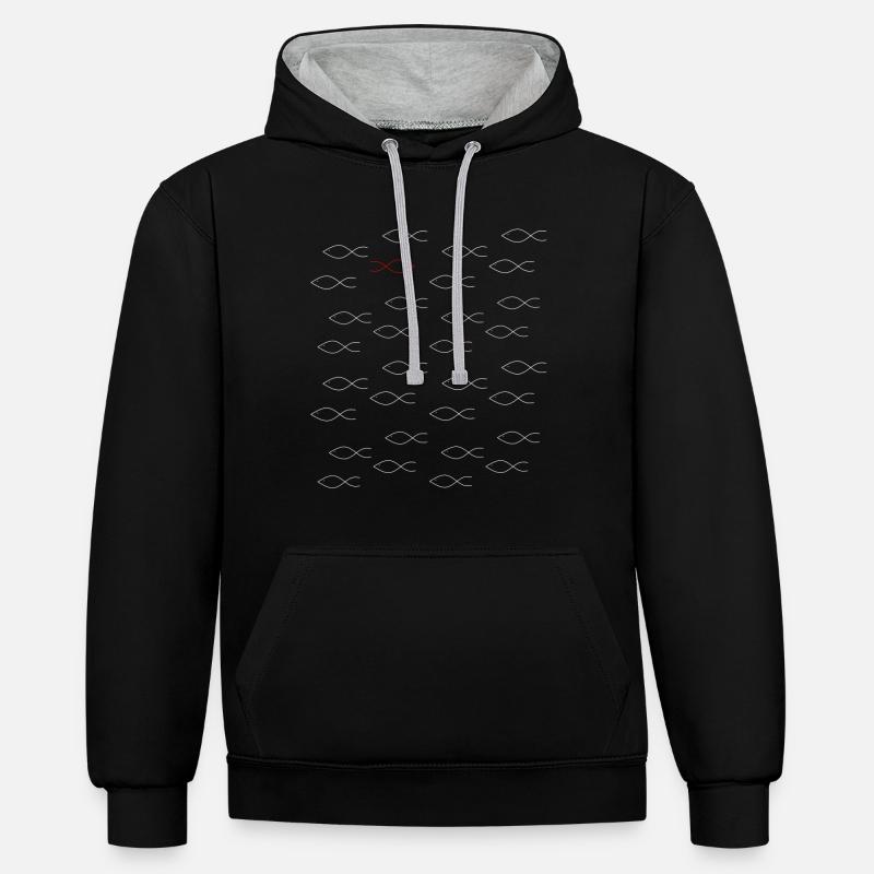 be different - Kontrast-Hoodie - Schwarz/Grau meliert