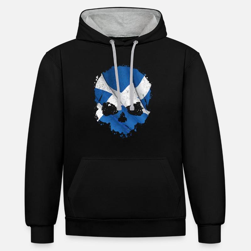 Ecosse drapeau crâne - Sweat à capuche contrasté - noir/gris chiné