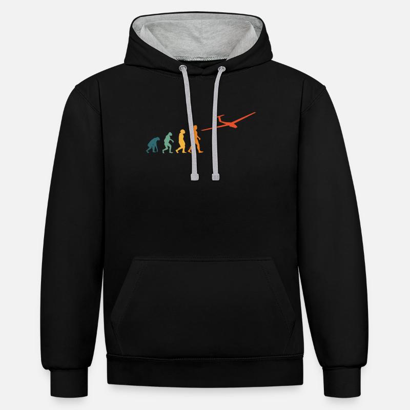 Planeur Evolution Rétro Pilote - Sweat à capuche contrasté - noir/gris chiné