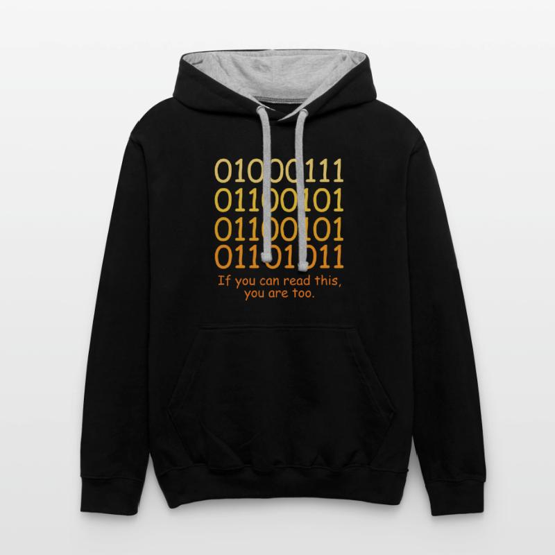 Conception de code binaire de code amusant pour les geeks nerds Sweat à capuche contrasté