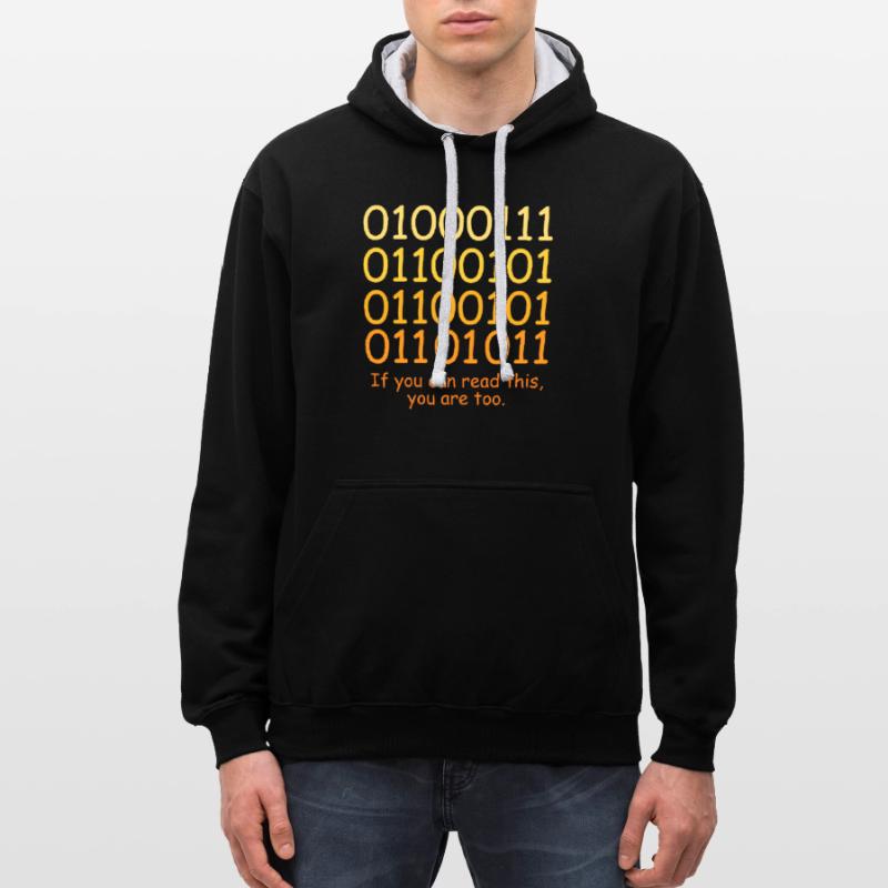 Conception de code binaire de code amusant pour les geeks nerds Sweat à capuche contrasté