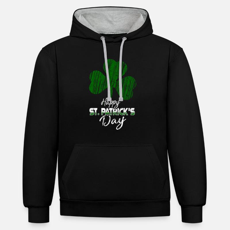 Saint-Patrick - Sweat à capuche contrasté - noir/gris chiné