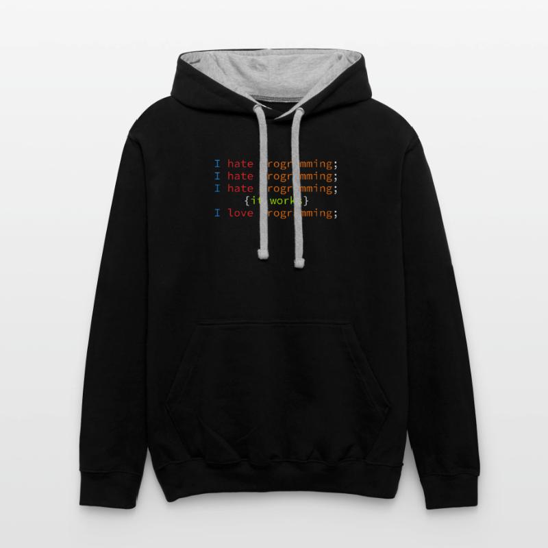 Code Debugging Witz hasse programmieren Coder Kontrast-Hoodie