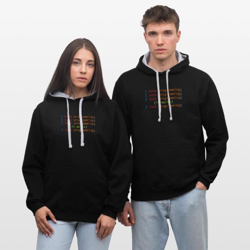 Code de débogage blague déteste programmer coder Sweat à capuche contrasté