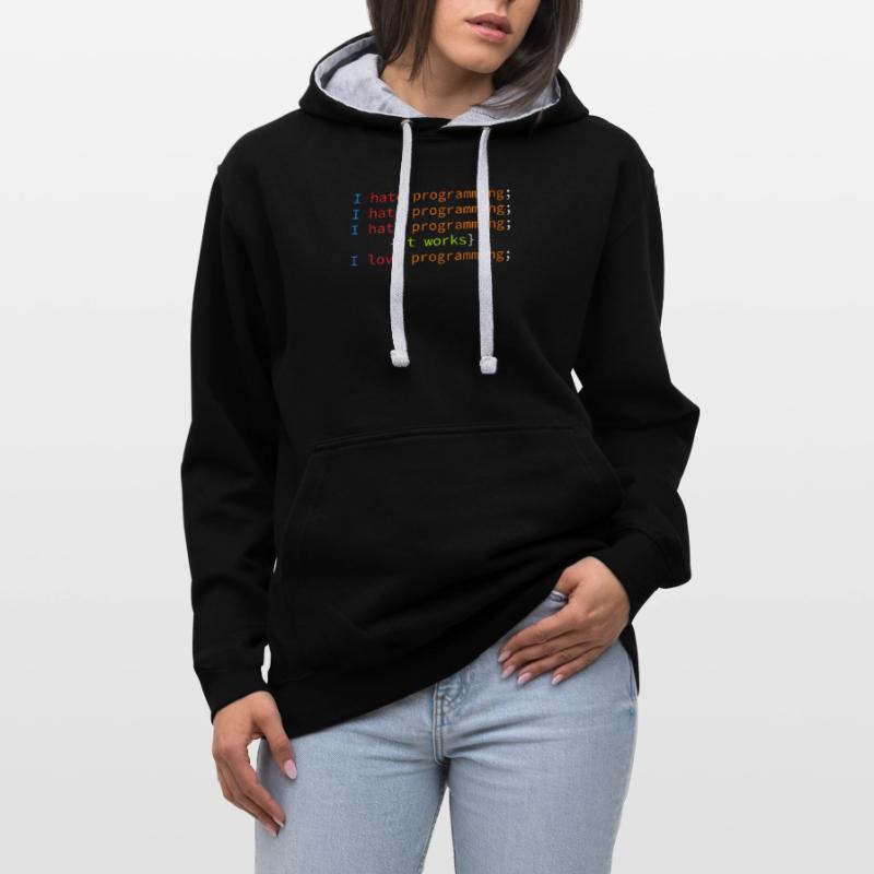 Code de débogage blague déteste programmer coder Sweat à capuche contrasté