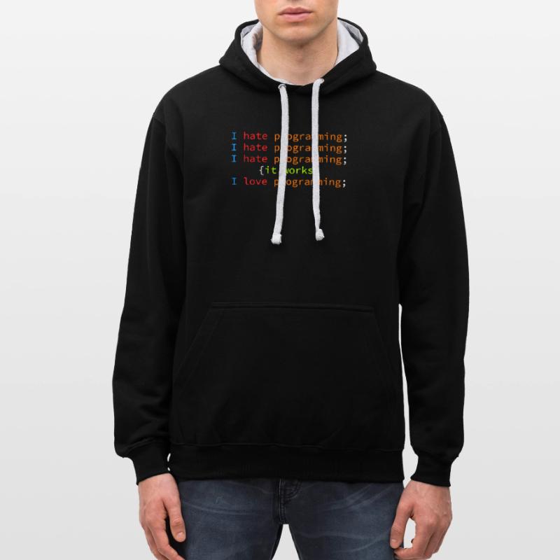 Code Debugging Witz hasse programmieren Coder Kontrast-Hoodie