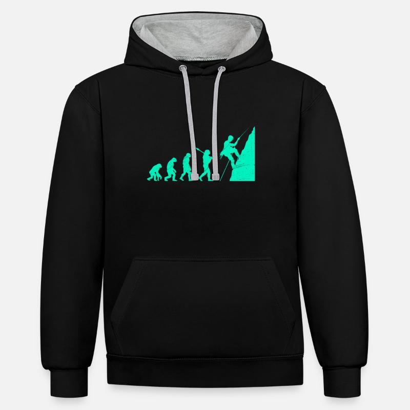 Grimper l’évolution singe Boulderer Grimpeurs - Sweat à capuche contrasté - noir/gris chiné