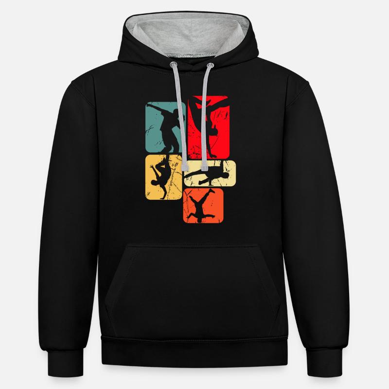 Breakdance Breakdancer Breakdancing - Kontrast-Hoodie - Schwarz/Grau meliert