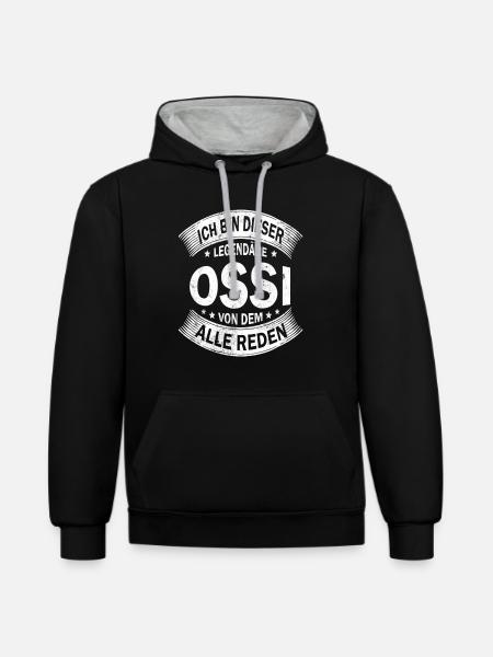 Ossi Spruch Ostdeutschland Ostdeutscher - Kontrast-Hoodie - Schwarz/Grau meliert