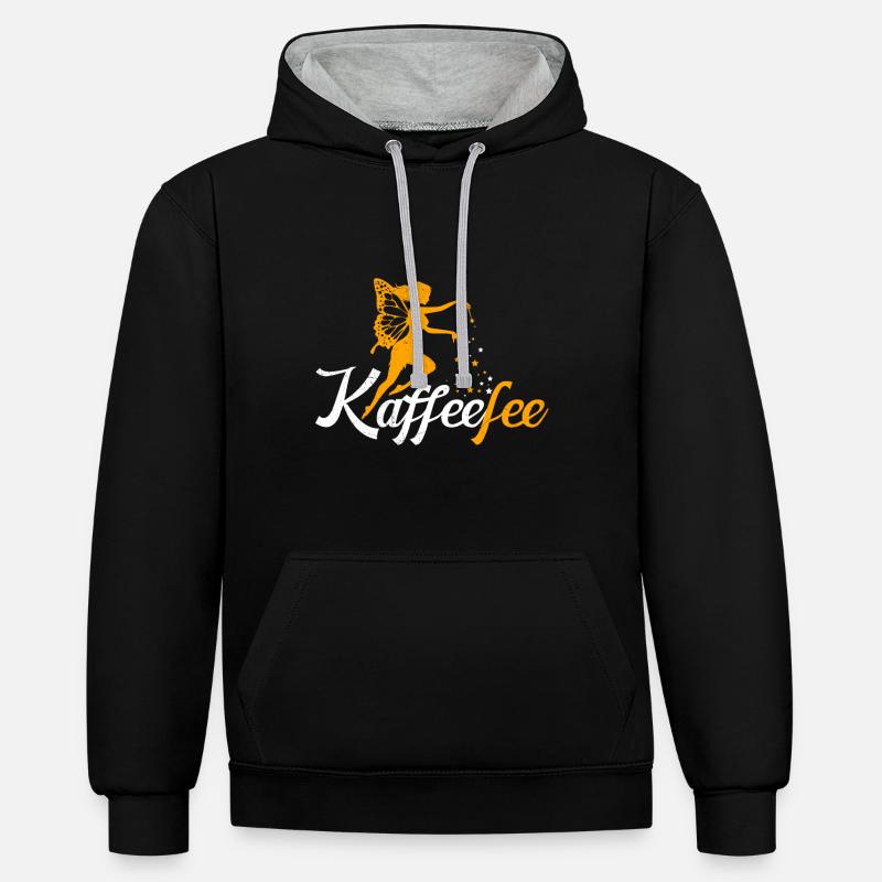 Kaffeefee Kaffee Fee Kaffee Trinker - Kontrast-Hoodie - Schwarz/Grau meliert