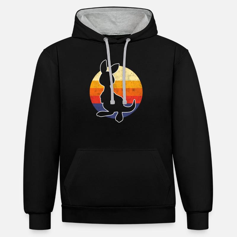 Australie Kangourou Rétro - Sweat à capuche contrasté - noir/gris chiné