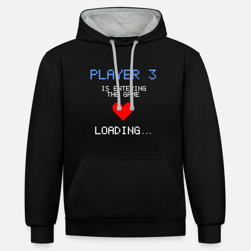 Annonce Grossesse Gamer Enceinte Nerd - Sweat à capuche contrasté - noir/gris chiné