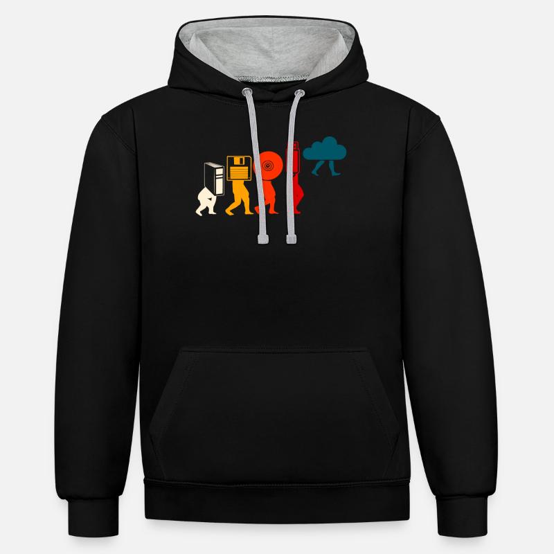 Évolution du programmeur Cloud. - Sweat à capuche contrasté - noir/gris chiné