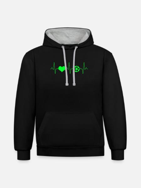 Football Heartbeat - Contrast hoodie - black/heather grey