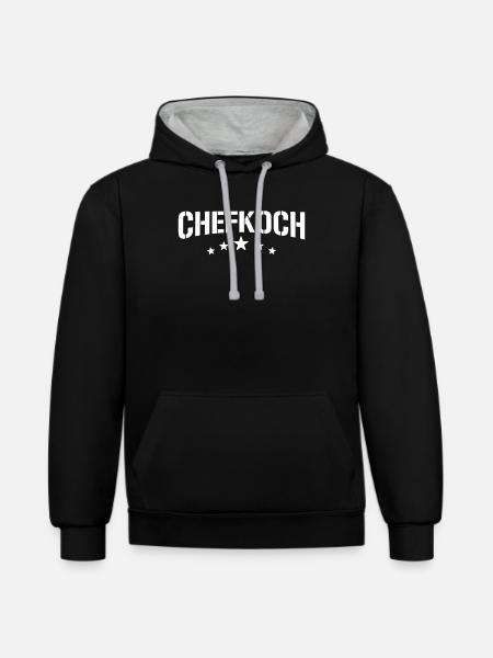 Chefkoch - Kontrast-Hoodie - Schwarz/Grau meliert