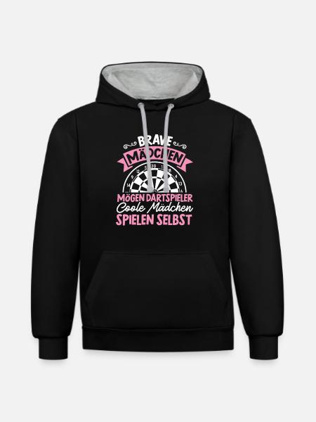 Darts Dartboard Dartpfeile Dart Geschenk Frauen - Kontrast-Hoodie - Schwarz/Grau meliert