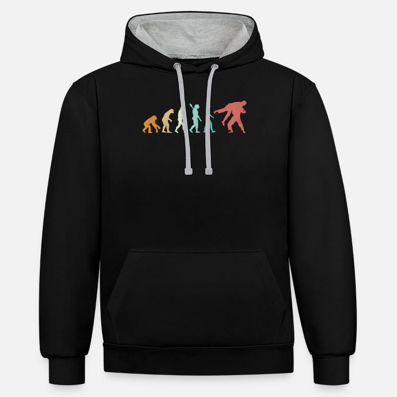 Evolution Jiu Jitsu Arts Martiaux - Sweat à capuche contrasté - noir/gris chiné