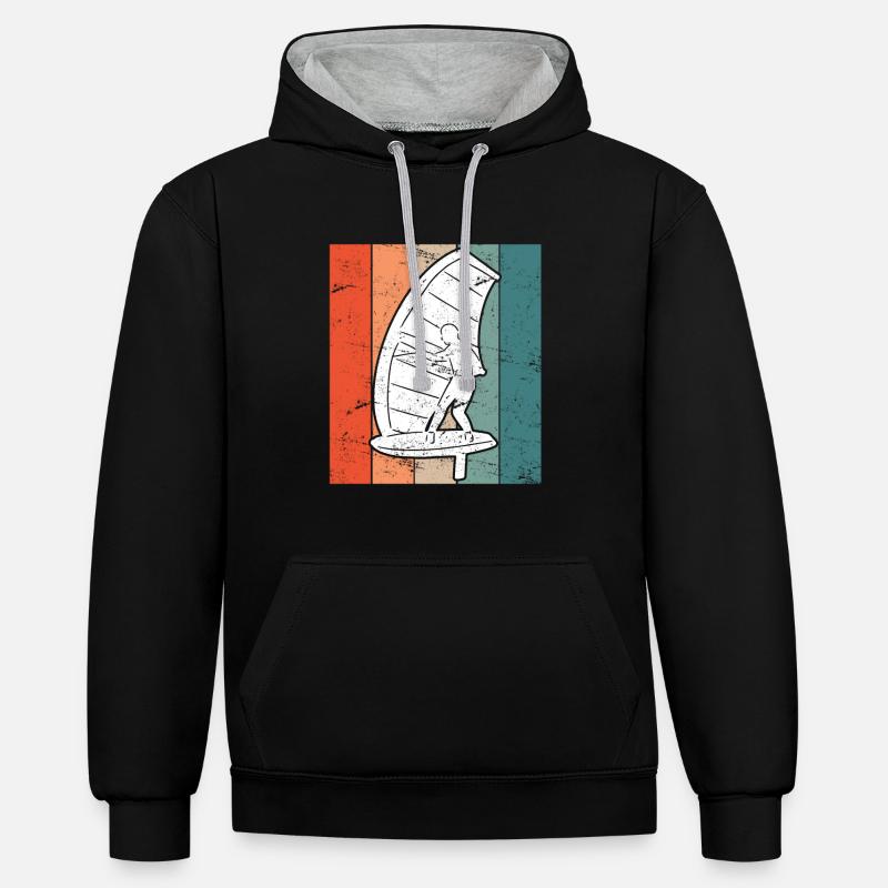 Feuille d’aile - Sweat à capuche contrasté - noir/gris chiné