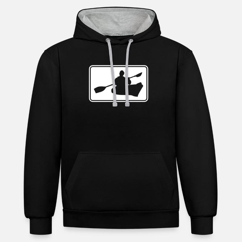 Logo du canoë-kayak - Sweat à capuche contrasté - noir/gris chiné