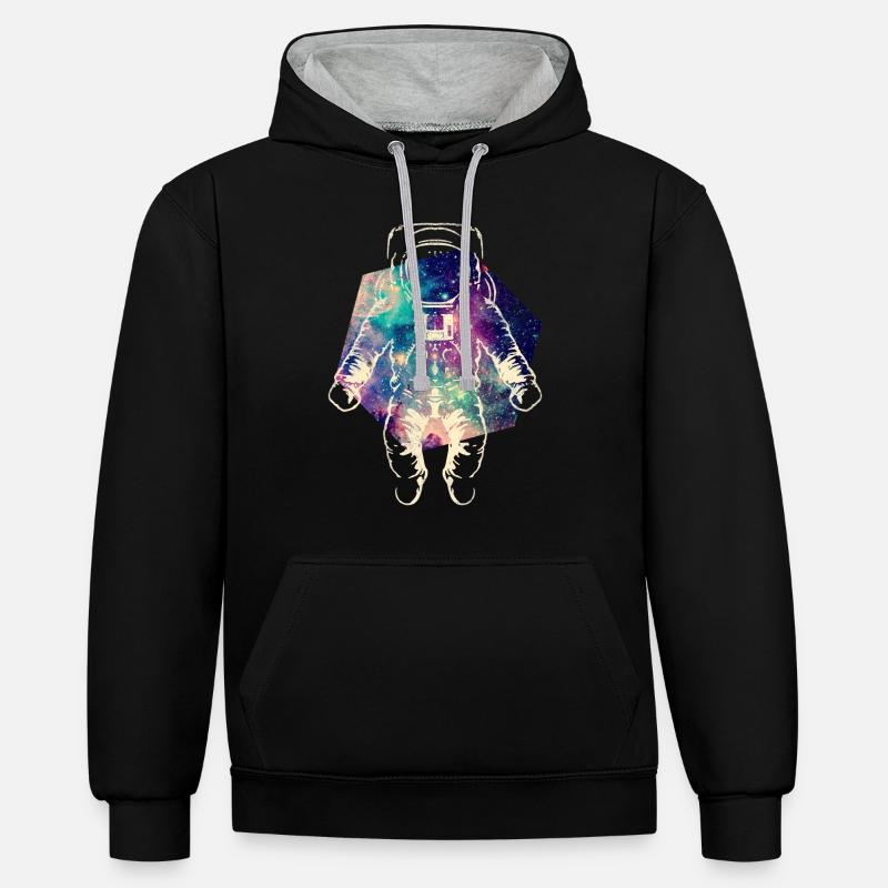 Astronaute dans l’espace - Sweat à capuche contrasté - noir/gris chiné