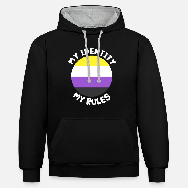 Non-binary non-binary flag LGBTQ gift - Contrast hoodie - black/heather grey