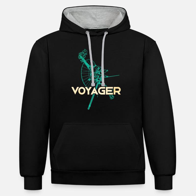 Sonde spatiale Voyager - Sweat à capuche contrasté - noir/gris chiné