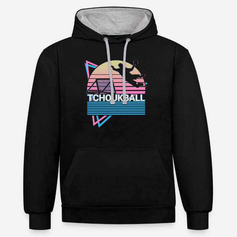 Tchoukball Vaporwave Ästhetisches Retro-Geschenk - Kontrast-Hoodie - Schwarz/Grau meliert