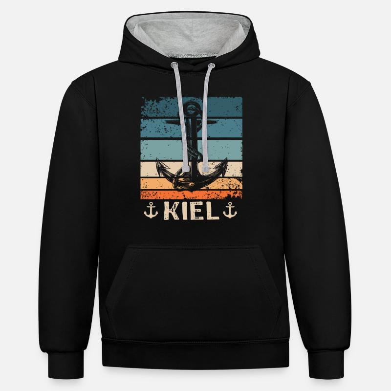 Kiel Disant Kiel Souvenir - Sweat à capuche contrasté - noir/gris chiné