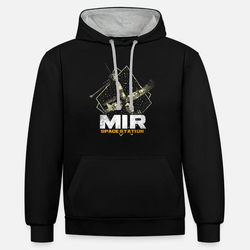 Station spatiale Mir - Sweat à capuche contrasté - noir/gris chiné