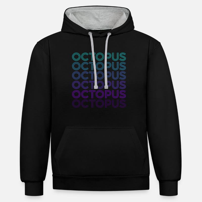 Octopus Octopus Rétro - Sweat à capuche contrasté - noir/gris chiné