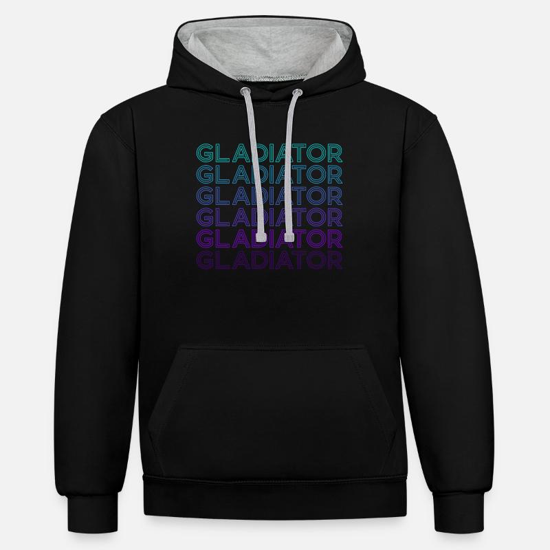 Gladiator Rétro - Sweat à capuche contrasté - noir/gris chiné
