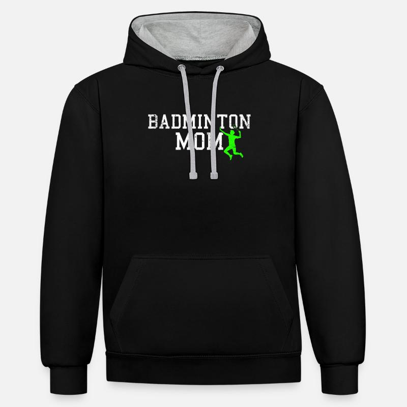 maman badminton - Sweat à capuche contrasté - noir/gris chiné