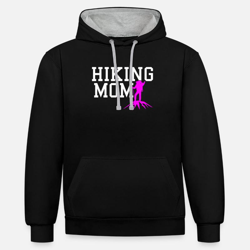 maman randonneuse - Sweat à capuche contrasté - noir/gris chiné