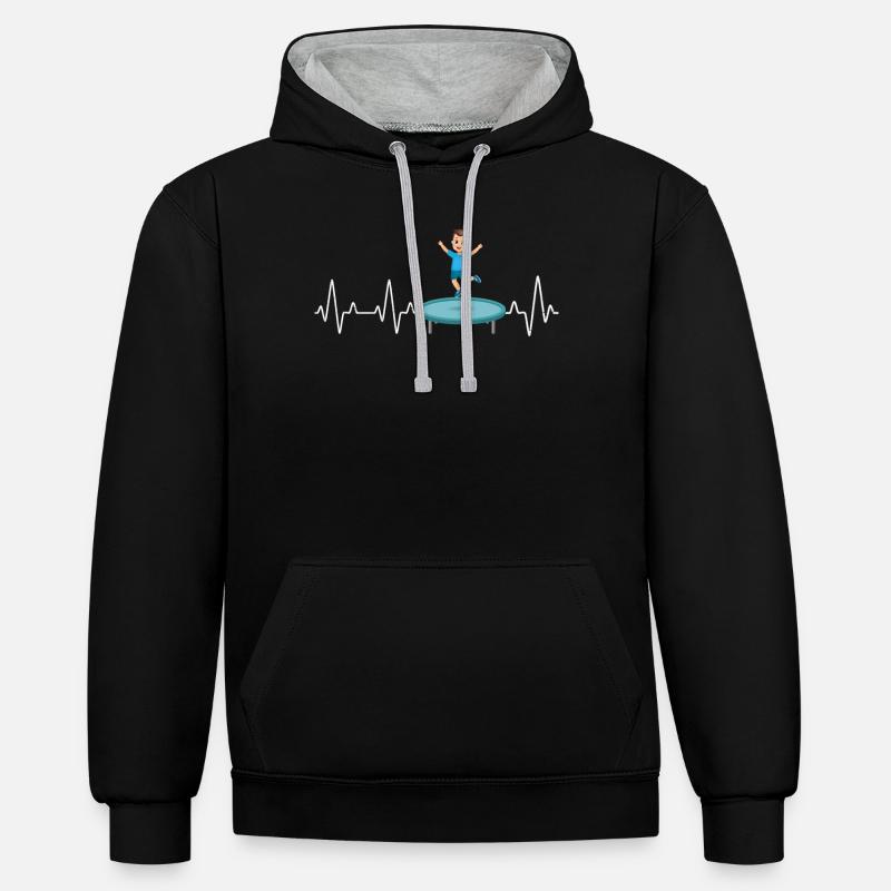 Trampolin Junge Springen - Kontrast-Hoodie - Schwarz/Grau meliert