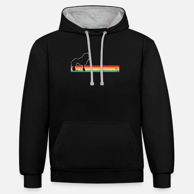 Caniche Rétro - Sweat à capuche contrasté - noir/gris chiné