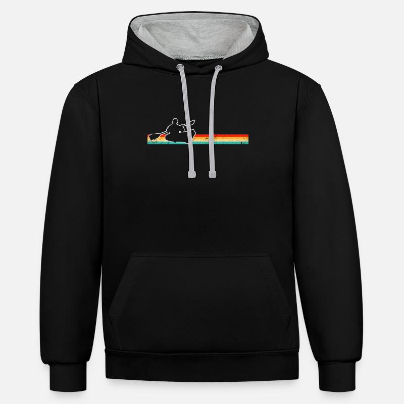 Canoë Rétro - Sweat à capuche contrasté - noir/gris chiné
